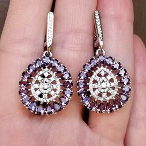 🆕️S925-Purple Amethyst/White Cubic Zirconia Earri